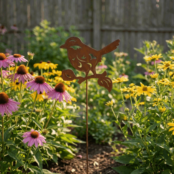 Décoration de jardin « Oiseau aspect rouille