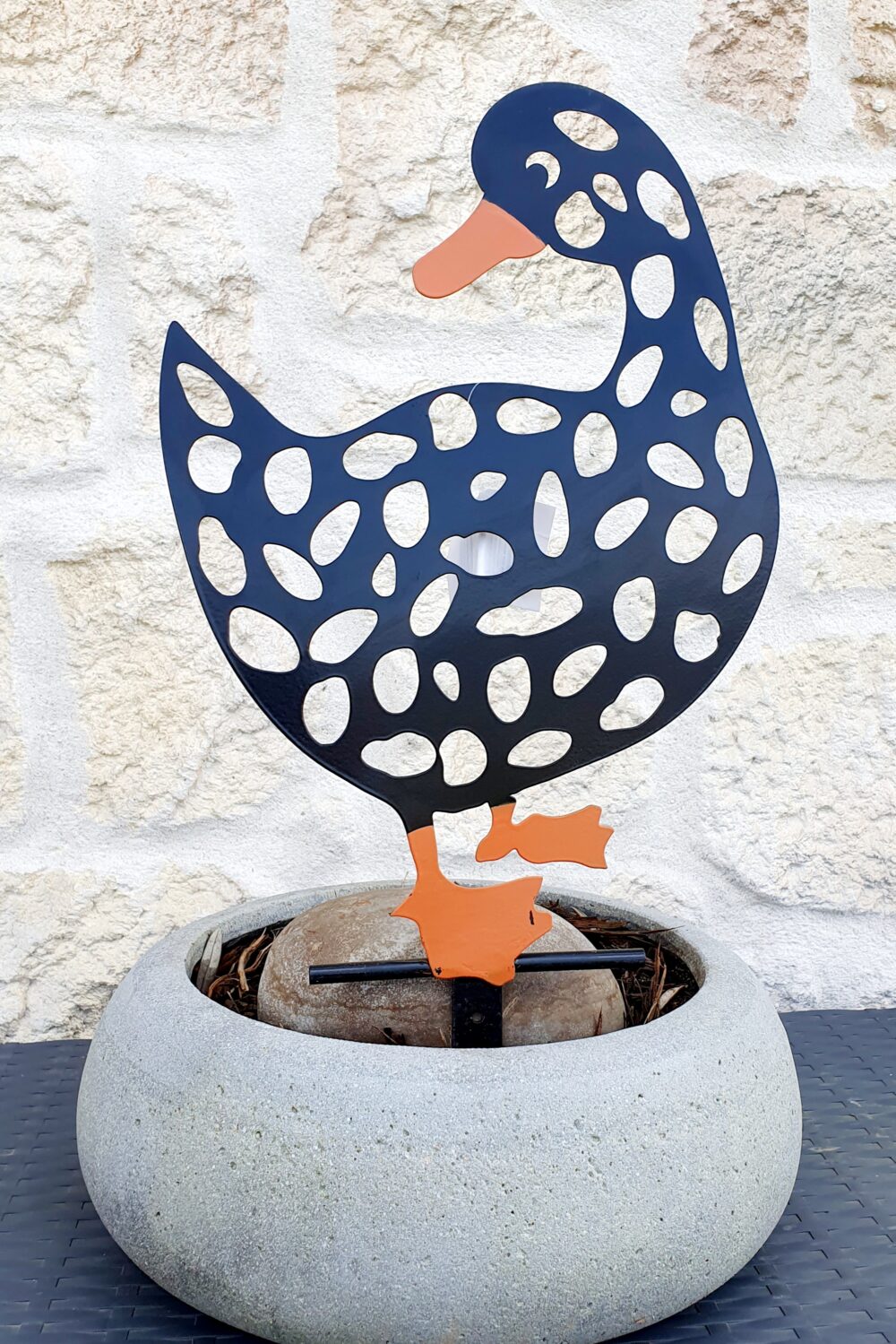 Fiche de Jardin, Canard en métal ,noir