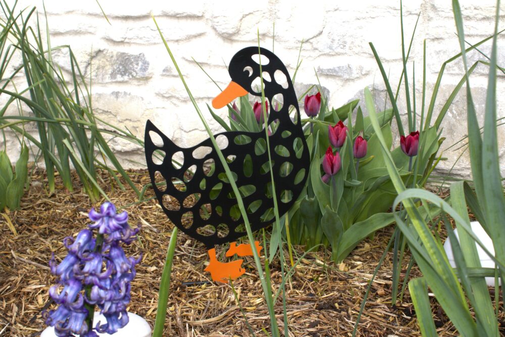 Fiche de Jardin, Canard en métal ,noir