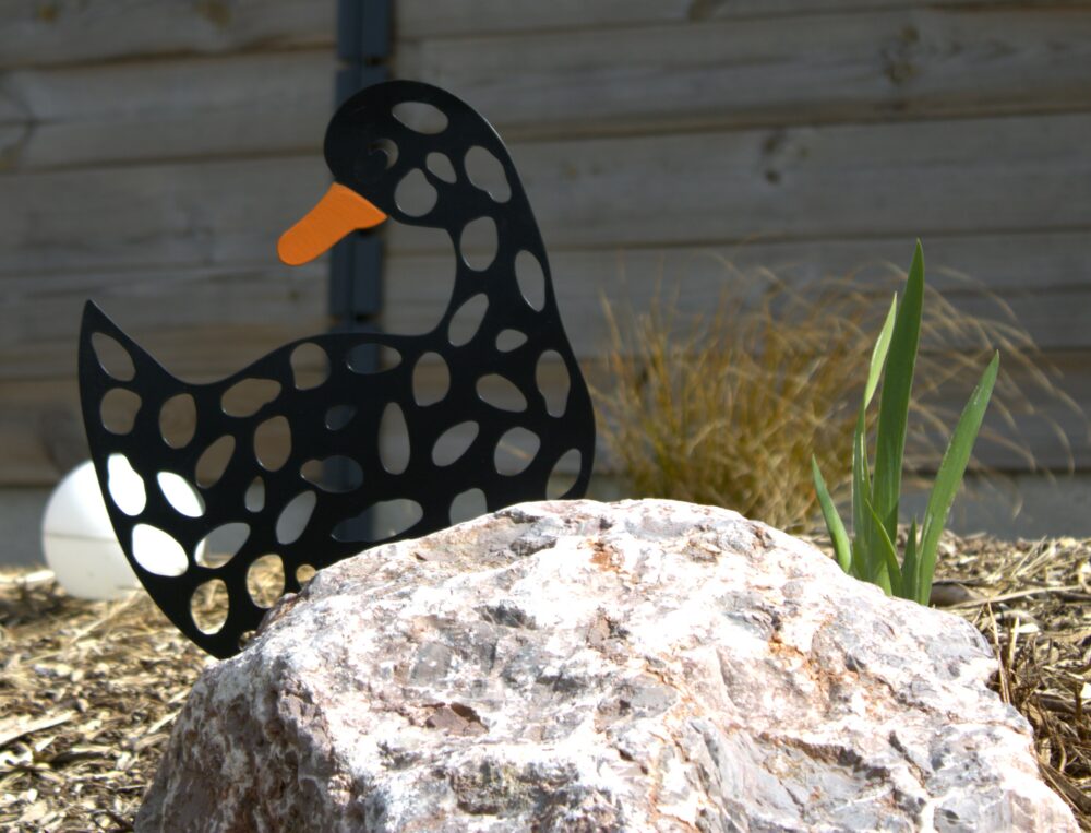 Fiche de Jardin, Canard en métal ,noir