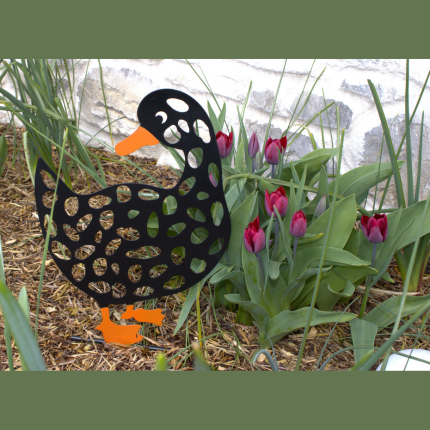 Fiche de Jardin, Canard en métal ,noir