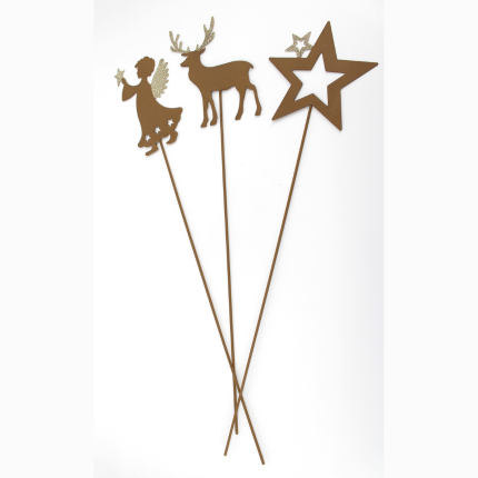 Fiches de jardin Noël en métal rouillé décoratif pour extérieur