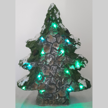 Sapin de Noël à poser avec éclairage LED et détails enneigés